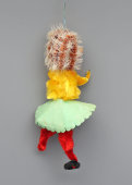 Винтажная ёлочная игрушка папье-маше «Девочка-ёжик», бумага, плюш, проволока, ГДР, 1960-80 гг.