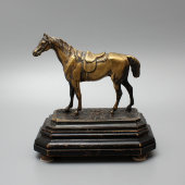 Бронзовая статуэтка «Лошадь», венская бронза, деревянная подставка, 19 век