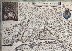 Антикварная карта Вирджинии «Nova Virginia tabula», новые территории Нидерландов в Северной Америке, 1690-е
