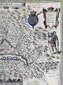 Антикварная карта Вирджинии «Nova Virginia tabula», новые территории Нидерландов в Северной Америке, 1690-е