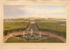 Гравюра «Версаль, общий вид на парк и дворец», Франция, 19 век