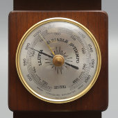 Винтажная настенная метеостанция «Huger» в вертикальном исполнении: гигрометр, барометр и термометр, Западная Германия, 1950-70 гг.