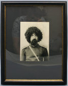 Старинная фототипия «Казачий офицер», багет, стекло
