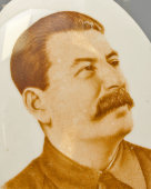 Маленькая агитационная фарфоровая плакетка «Сталин И. В.», Дулево, 1930-40 гг.