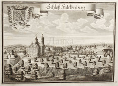 Старинная гравюра «Замок Фалькенберг по гравюре Майкла Веннинга», Германия, 1700-е годы