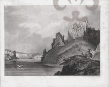 Гравюра «Скалы», Европа, 19 век, бумага