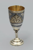 Серебряный питьевой набор «Коньячный» из кувшинчика с 6 рюмками, 875 пр., чернение, 1950-е