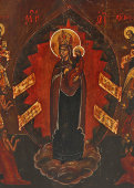 Старинная икона Богородицы «Всех скорбящих радость», дерево, Россия, кон. 19 в.