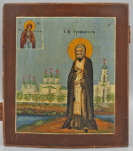 Старинная деревянная икона «Серафим Саровский», Россия, кон. 19 в.