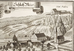 Старинная гравюра «Замок Мейер», Германия, 1700-е годы