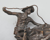 Кабинетная настольная бронзовая статуэтка «Бронко Бастер», скульптор Фредерик Ремингтон, бронза, камень, США, современный повтор, 1990-е — 2000-е