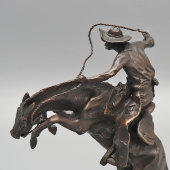 Кабинетная настольная бронзовая статуэтка «Бронко Бастер», скульптор Фредерик Ремингтон, бронза, камень, США, современный повтор, 1990-е — 2000-е