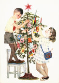 Почтовая открытка «C Новым годом! У новогодней елки!», 1966 г.
