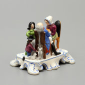Скульптурная группа-миниатюра «За столом», бисквит, Гарднер, 1870-90 гг.