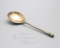 Серебряная ложка с орнаментом, 84 проба, Россия, 1890 г.