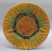 Декоративная тарелка «ВСХВ» (ВДНХ), керамика, СССР, 1930-е