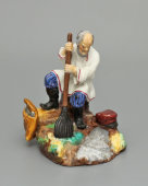 Антикварная статуэтка «Старик-рыбак с острогой», бисквит, Гарднер, 1860-70 гг.