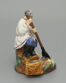 Антикварная статуэтка «Старик-рыбак с острогой», бисквит, Гарднер, 1860-70 гг.