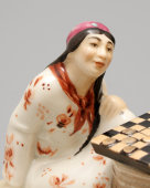 Антикварная фарфоровая чернильница «Игра в шашки», автор Данько Н. Я., ЛФЗ, ранние Советы, 1930-е