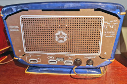 Уникальный подарок, синий советский ламповый радиоприемник «Звезда-54», 1954 год