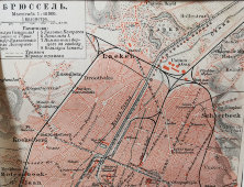 Старинная карта «Брюссель», Большая энциклопедия, масштаб 1:40 000, Санкт-Петербург, 1900-е