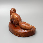 Советская керамическая статуэтка пепельница «Песец»