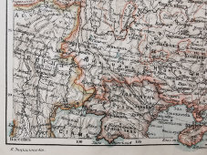 Старинная карта «Китай и Япония», Большая энциклопедия, масштаб 1:18 500 000, Санкт-Петербург, 1900-е