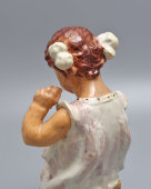 Статуэтка «Девочка с мишкой», скульптор Холодная М. П., керамика Гжели, СССР, 1950-60 гг.