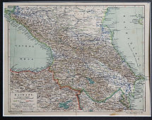 Дореволюционная карта в раме «Кавказ», Тов-во Просвещение, Санкт-Петербург, 1900-е