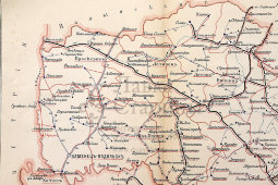 Старинная почтово-телеграфная карта Подольской губернии (Украина), картографич. зав. П. Ф. Петш, Санкт-Петербург, 1900-е