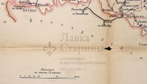 Старинная почтово-телеграфная карта Подольской губернии (Украина), картографич. зав. П. Ф. Петш, Санкт-Петербург, 1900-е