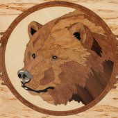 Подарок охотнику, набор для чистки оружия «Медведь» (малый), 30 предметов, карельская береза, латунь, Россия, 2000-е