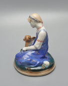 Статуэтка «Аленушка с братцем Иванушкой», Гжельский фарфор, Азарова Л. П., редкая роспись