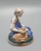 Статуэтка «Аленушка с братцем Иванушкой», Гжельский фарфор, Азарова Л. П., редкая роспись