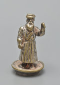 Старинная пробка «Мужик с кушаком и рукавицами», посеребренная бронза, Россия, н. 20 в.