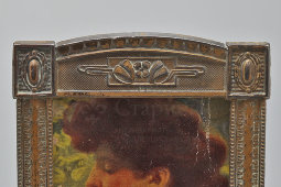 Старинная настольная фоторамка в стиле модерн (Ар-нуво), латунь, стекло, Европа, кон. 19, нач. 20 вв.