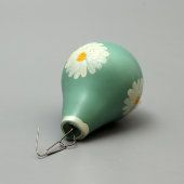Новогодняя игрушка для елки в виде груши с ромашкой, стекло, СССР, 1970-е