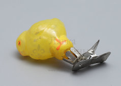 Стеклянная елочная игрушка на прищепке «Желтый цыпленок», стекло, СССР, 1950-е