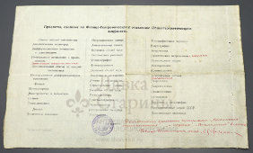 Старинное свидетельство об окончании Географического Института в Ленинграде, СССР, 1925 г.