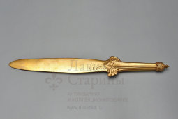 Антикварный бронзовый нож для писем «Французский солдат Первой мировой войны», автор Эрнест Санглан, Франция, 1910-е