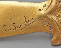 Антикварный бронзовый нож для писем «Французский солдат Первой мировой войны», автор Эрнест Санглан, Франция, 1910-е