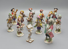 Комплект статуэток «Собачий оркестр», фарфор, Европа, 1-я пол. 20 в.