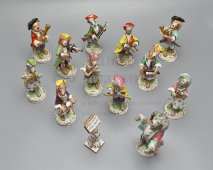 Комплект статуэток «Собачий оркестр», фарфор, Европа, 1-я пол. 20 в.