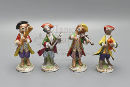 Комплект статуэток «Собачий оркестр», фарфор, Европа, 1-я пол. 20 в.