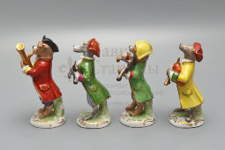 Комплект статуэток «Собачий оркестр», фарфор, Европа, 1-я пол. 20 в.