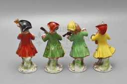 Комплект статуэток «Собачий оркестр», фарфор, Европа, 1-я пол. 20 в.