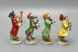 Комплект статуэток «Собачий оркестр», фарфор, Европа, 1-я пол. 20 в.