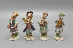 Комплект статуэток «Собачий оркестр», фарфор, Европа, 1-я пол. 20 в.