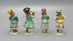 Комплект статуэток «Собачий оркестр», фарфор, Европа, 1-я пол. 20 в.