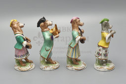 Комплект статуэток «Собачий оркестр», фарфор, Европа, 1-я пол. 20 в.